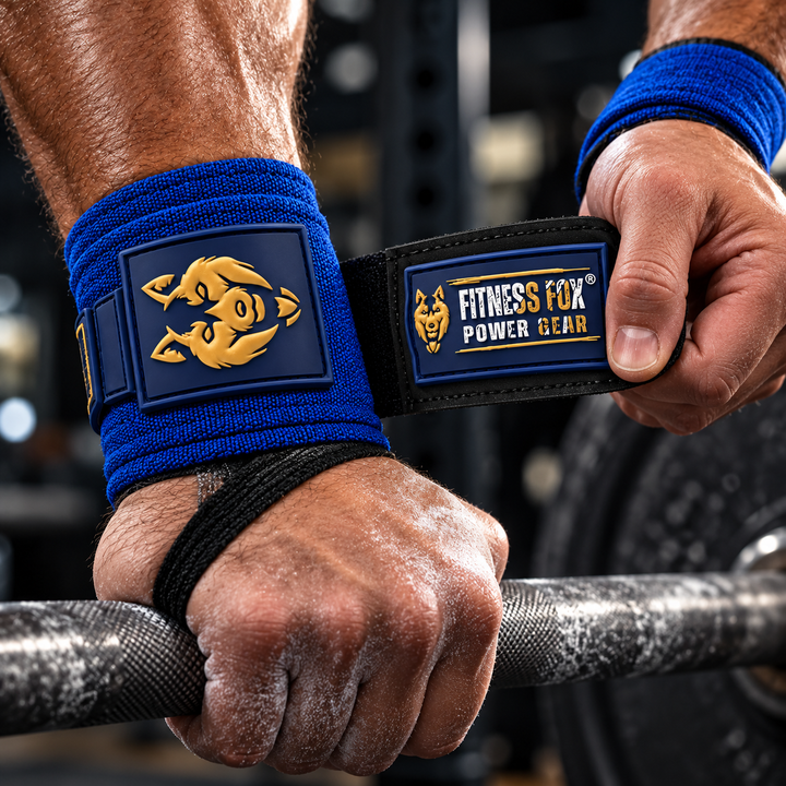 25" Wrist Wraps (Blue with Gold)