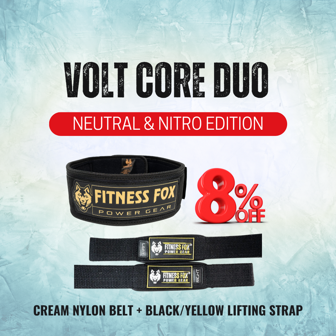 Cream nylon belt + Black/Yellow lifting strap