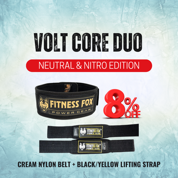Cream nylon belt + Black/Yellow lifting strap