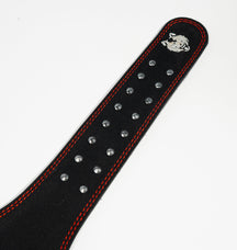Suede interior texture of 6-inch lifting belt for grip and comfort