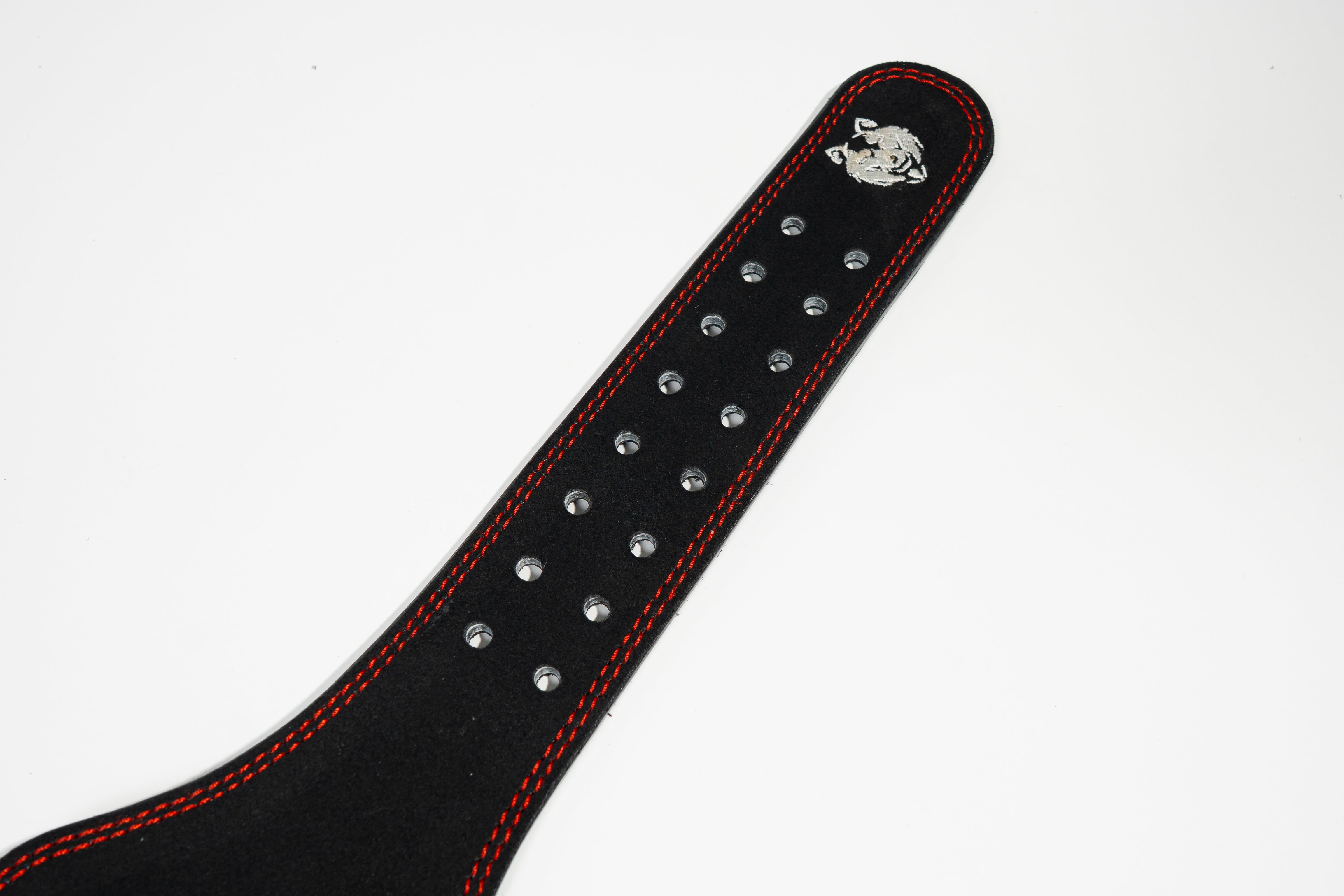 Suede interior texture of 6-inch lifting belt for grip and comfort