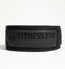 Fitness Fox quick-locking weightlifting belt, Blackout edition — front view with quick-lock buckle