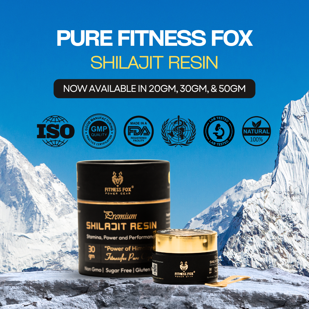 Front label of Fitness Fox Pure Organic Shilajit resin showing batch and origin details, product photography tailored for New Zealand consumers