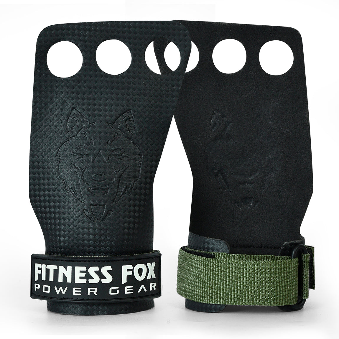 FITNESSFOX Carbon Comp 3-Hole Gym Hand Grips (Black-White)( Clearance ) ( Glue fault)