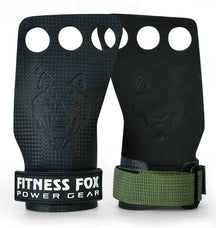 FITNESSFOX Carbon Comp 3-Hole Gym Hand Grips (Black-White)( Clearance ) ( Glue fault)