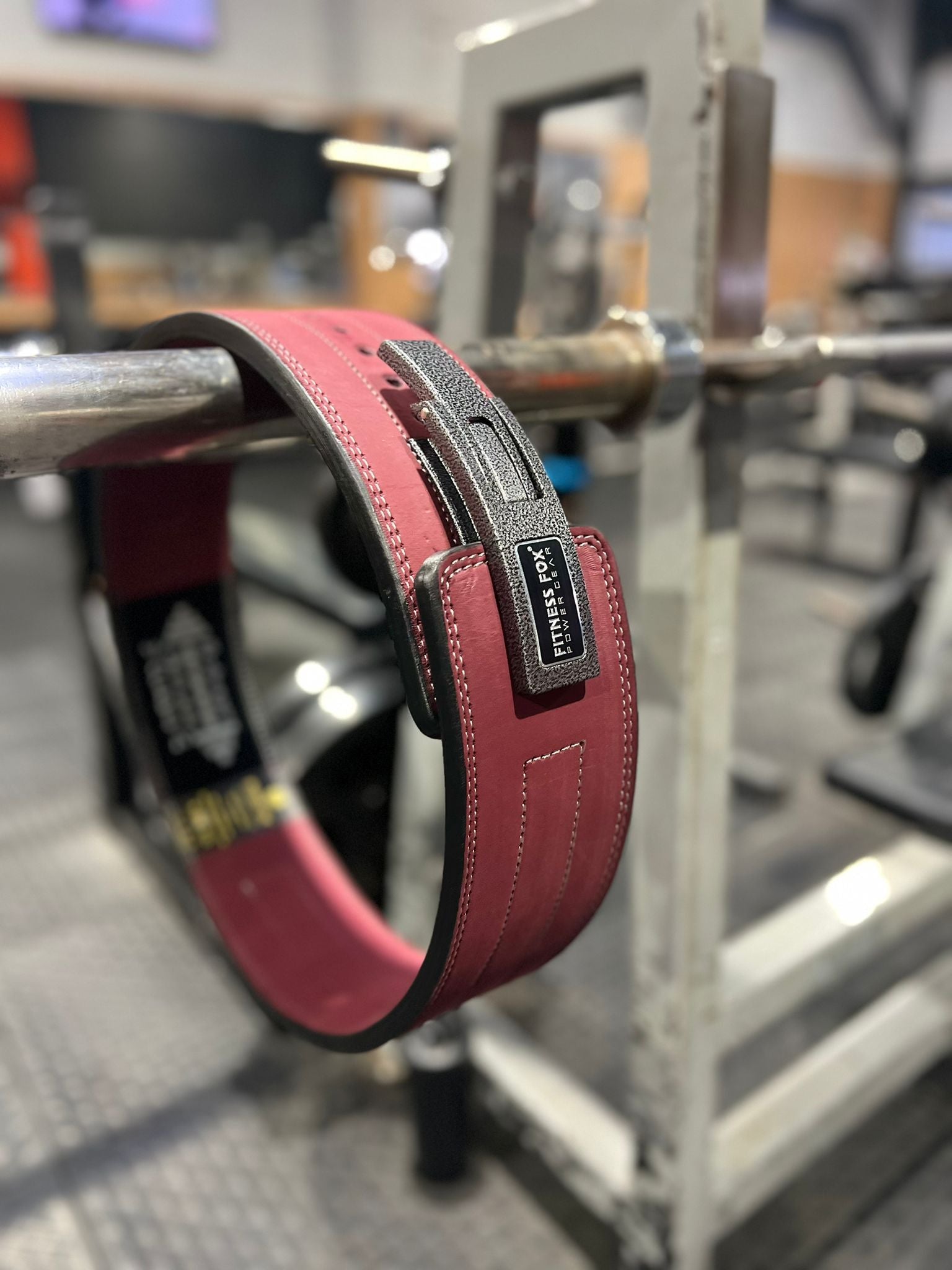 Comfortable 13mm lever belt with burgundy suede leather for powerlifting support