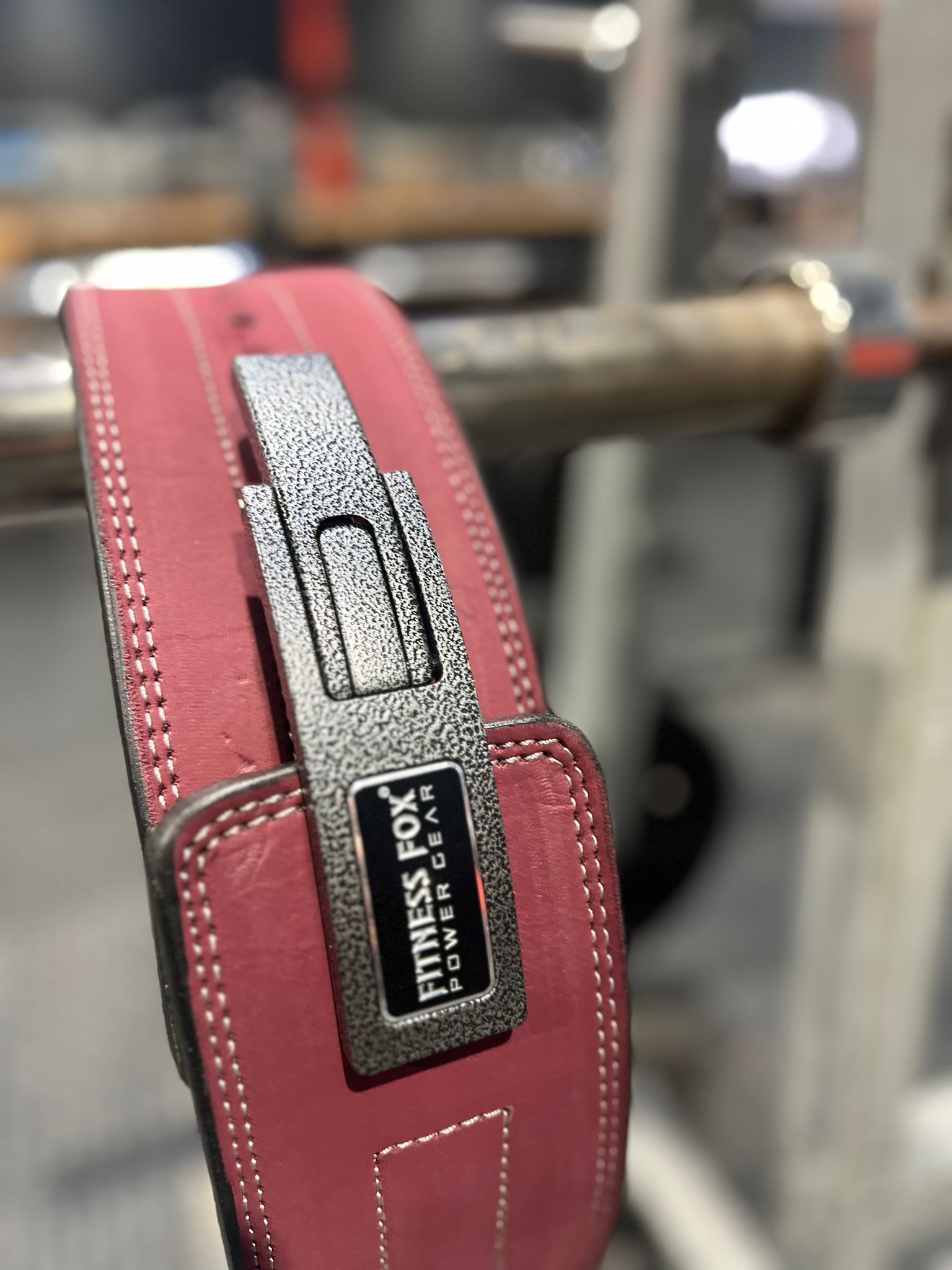 Fitness Fox 13mm lever belt with burgundy suede leather for serious strength athletes