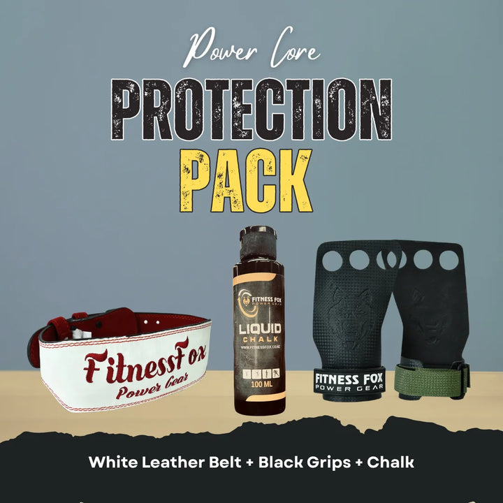 White Leather Belt + Black Grips + Chalk