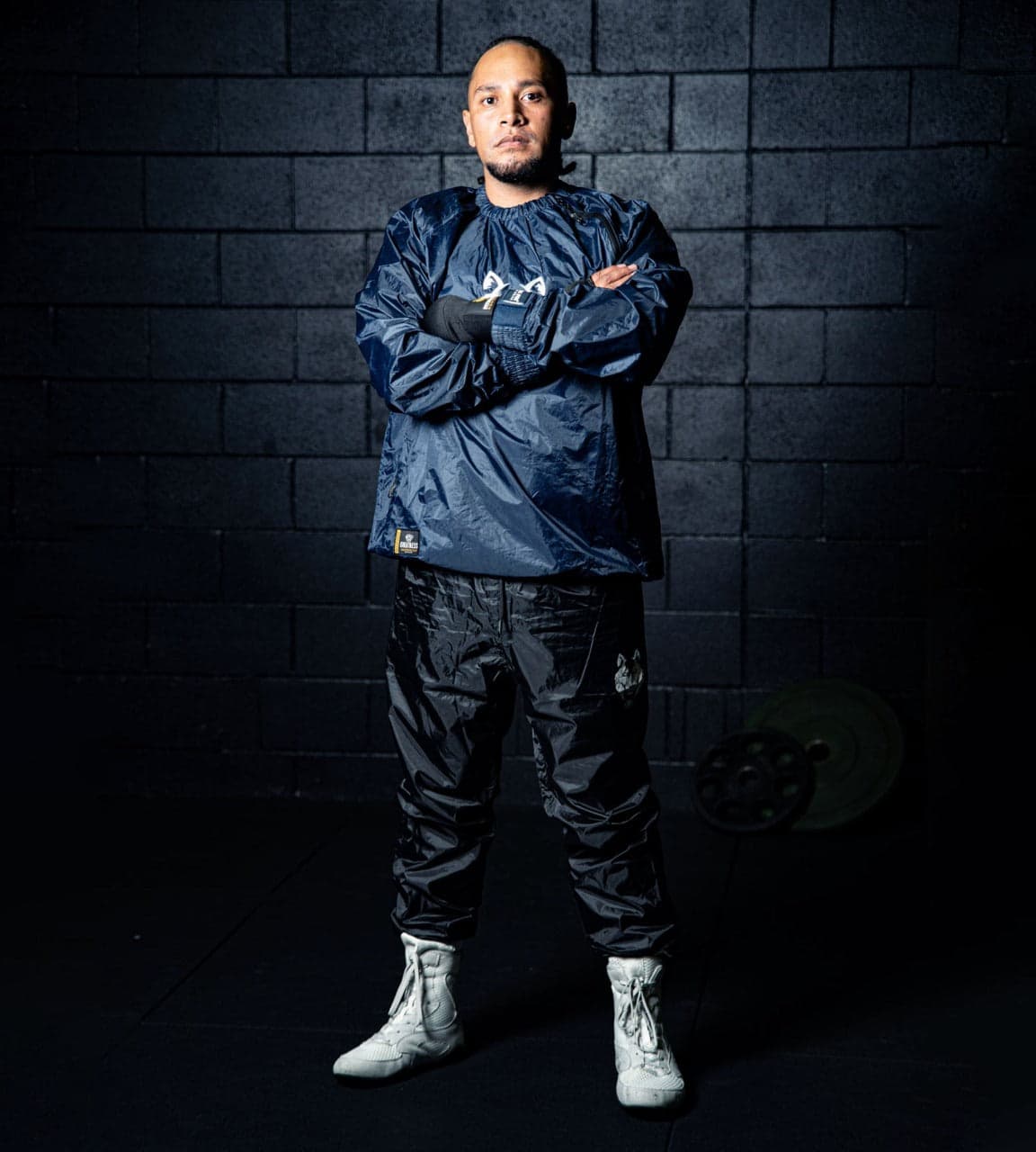 Sauna jacket with side zip (NAVY BLUE/WHITE EMBRIODERY) End of Line Clearance