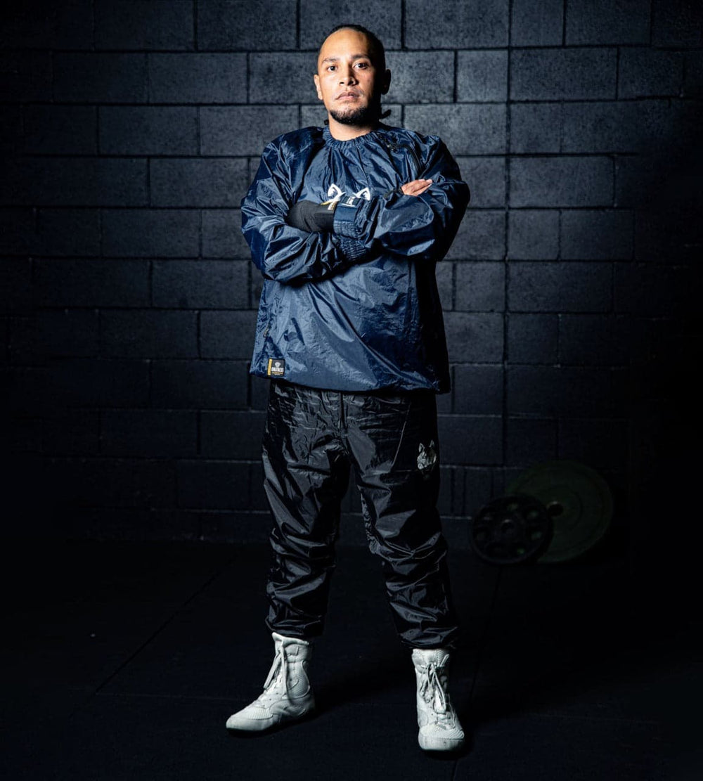 Sauna jacket with side zip (NAVY BLUE/WHITE EMBRIODERY) End of Line Clearance