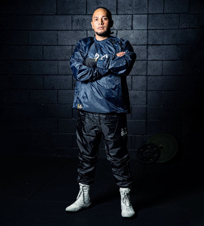 Sauna jacket with side zip (NAVY BLUE/WHITE EMBRIODERY) End of Line Clearance