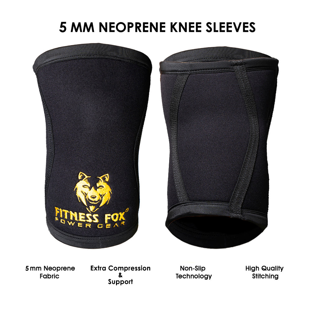 FITNESS FOX 5MM Knee Sleeves( Pair) with Extra compression
