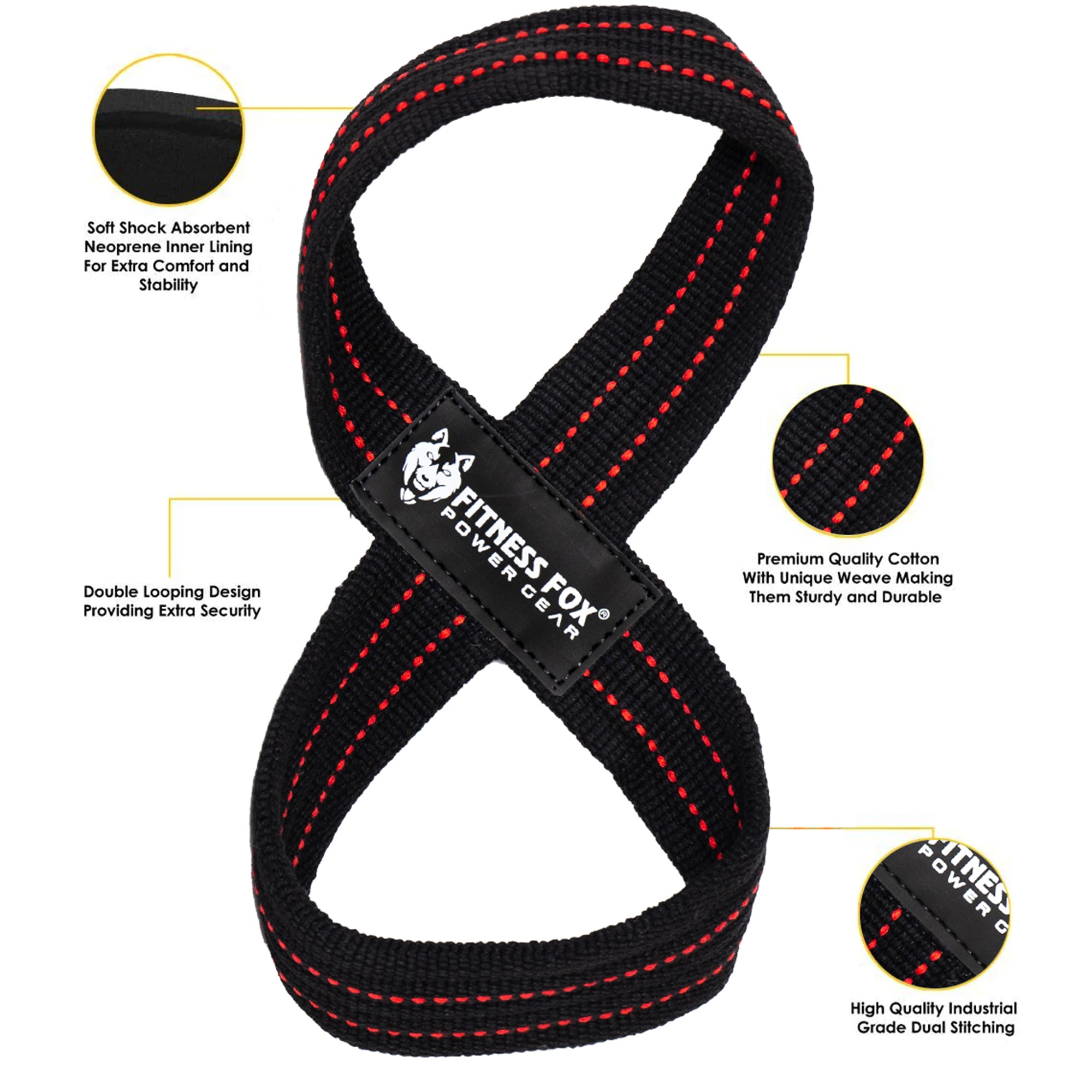 High-quality figure 8 straps for deadlifting and lifting hand support by Fitness Fox