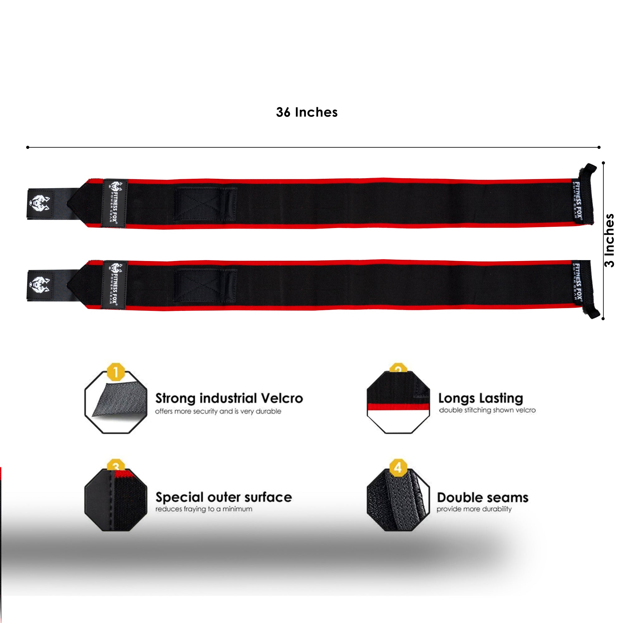 durable 36 inch super heavy duty wrist wraps pair for advanced weight training