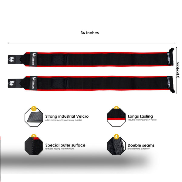 durable 36 inch super heavy duty wrist wraps pair for advanced weight training