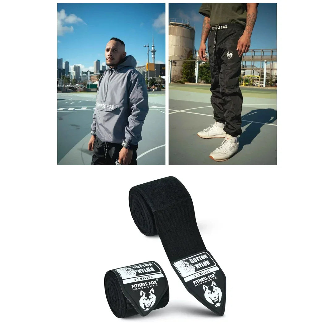 Sauna Jacket Combo Jacket Stone Grey + Pant + Boxing Wrap