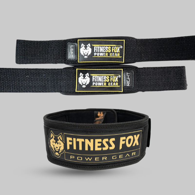 Cream nylon belt + Black/Yellow lifting strap
