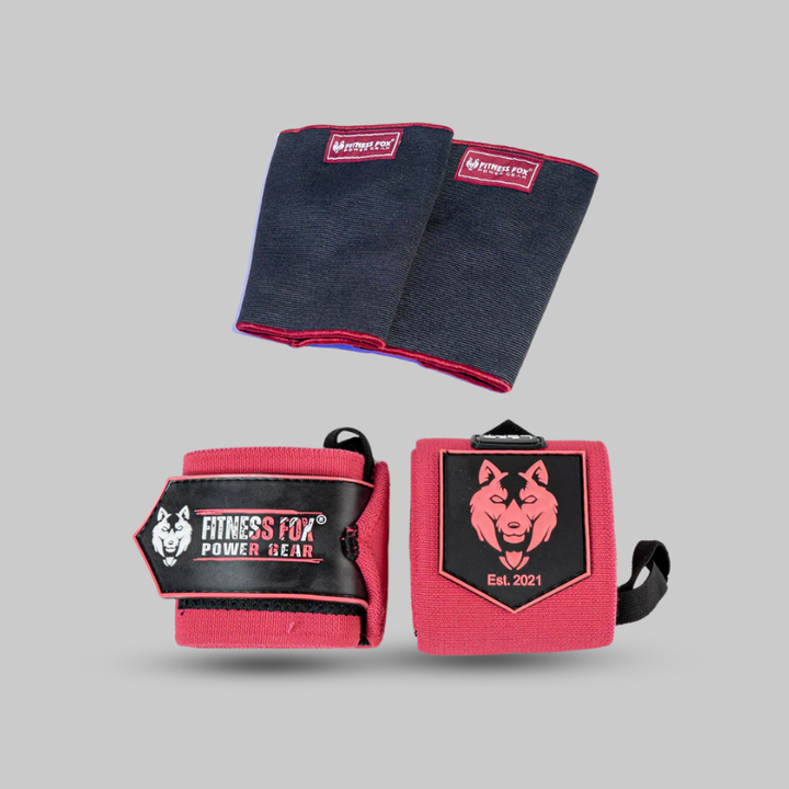 Burgundy Knee Sleeves + Pink Wrist Wrap