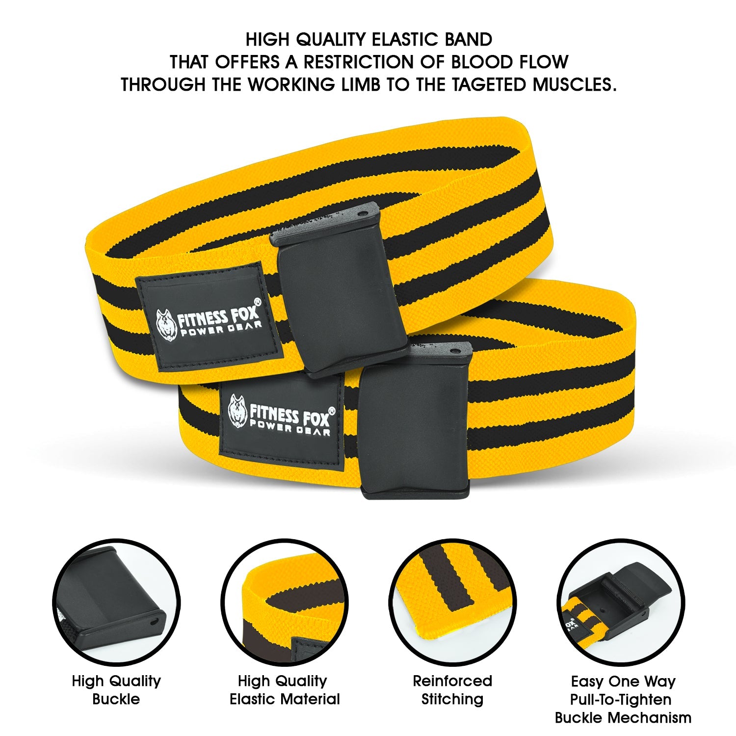 FITNESS FOX BFR Bands (Blood Flow Restriction) for thigh(Yellow)