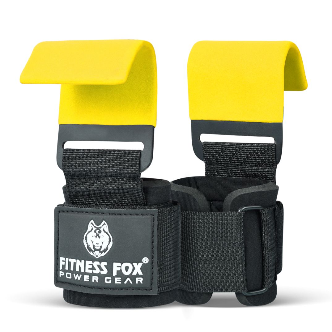 FITNESS FOX Heavy Lifting Hooks with Wrist Straps