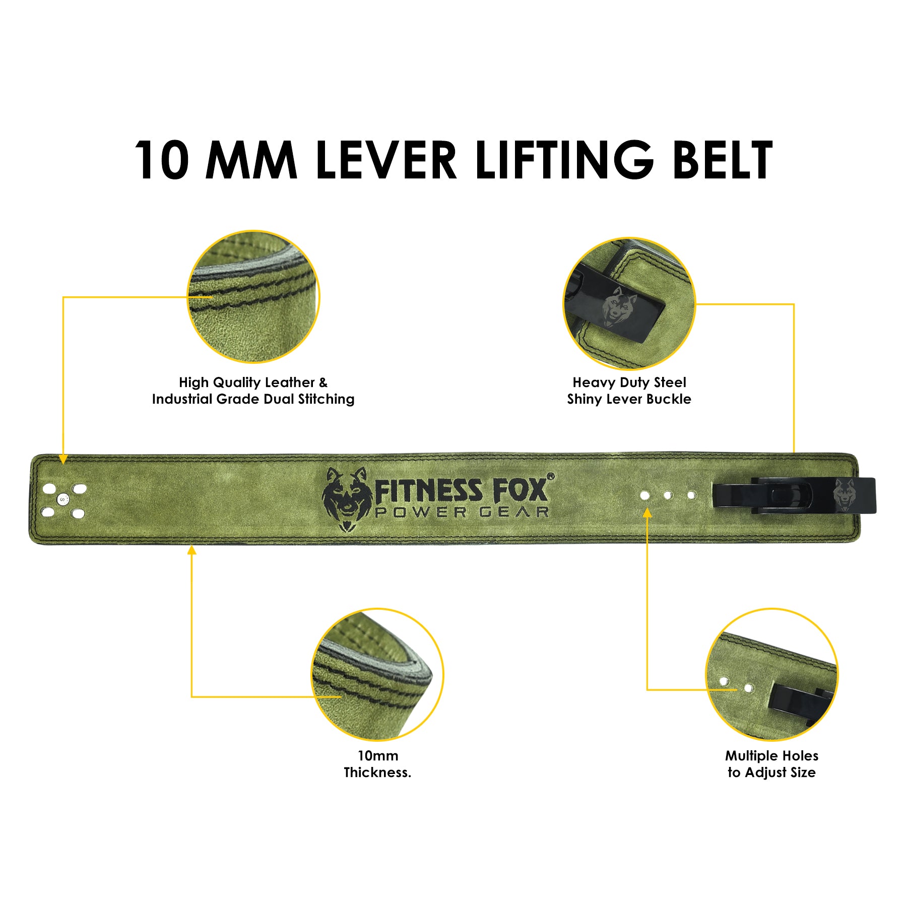 10 MM Suede Leather Powerlifting Lever Belt for Strength Training