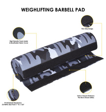Durable camo barbell pad for squats and strength training