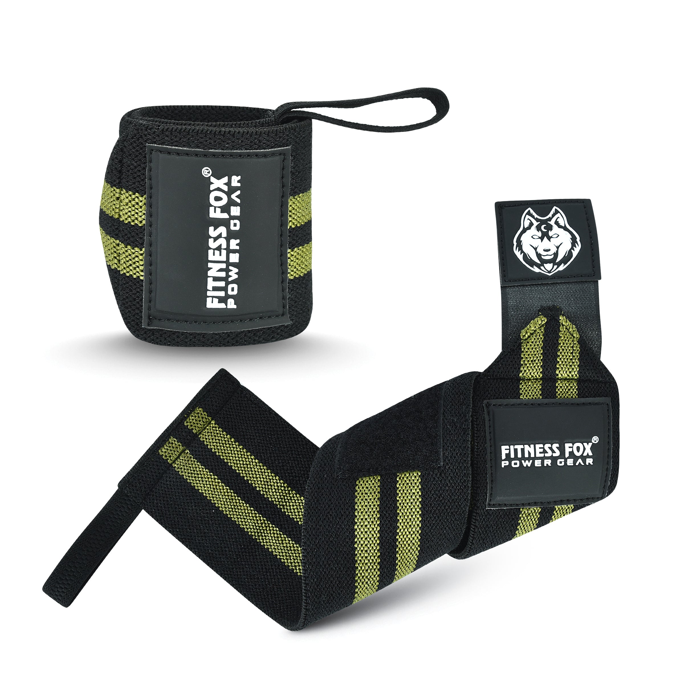 FITNESS FOX 18" Inch Olive Wrist Wraps(Pair) for Weightlifting