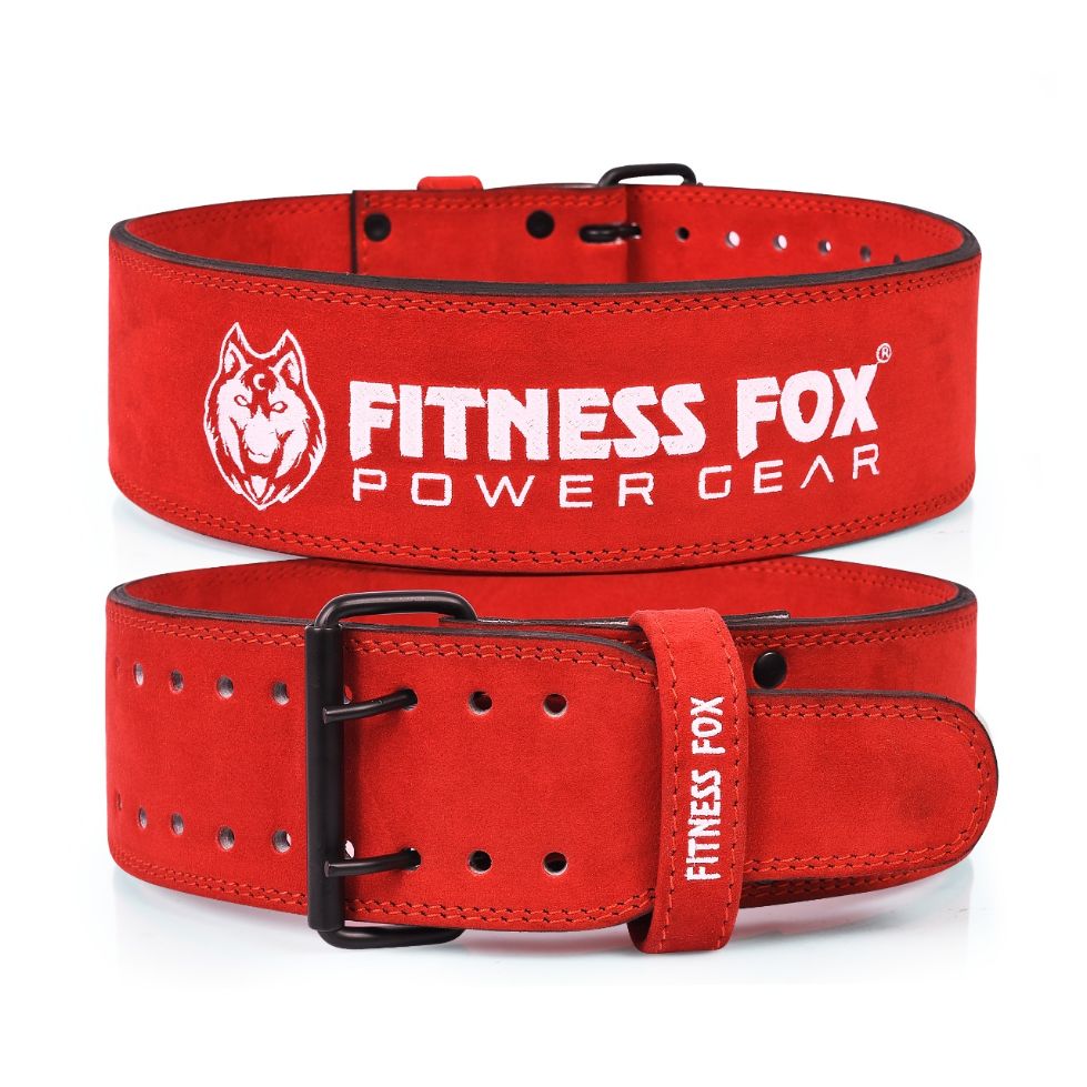 FITNESS FOX Single Prong 10MM Weightlifting Powerlifting Belt (Red)