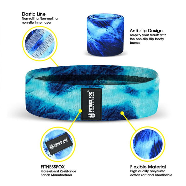 FITNESS FOX Best Fabric Resistance Non Slip Booty Bands Set of 3 for Gym Training