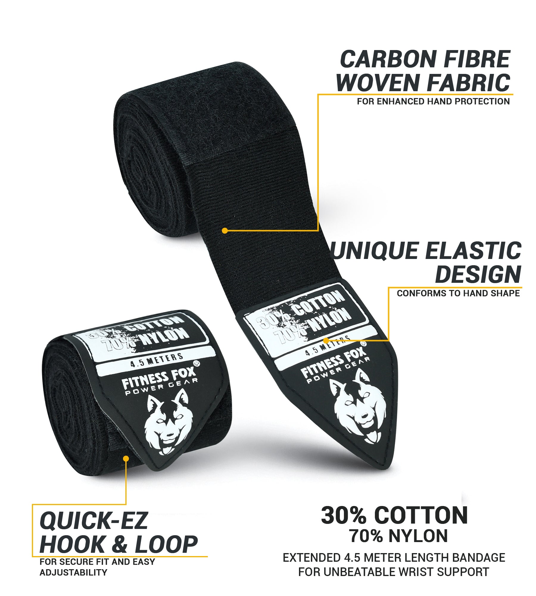 Boxing Hand Wraps (Black)