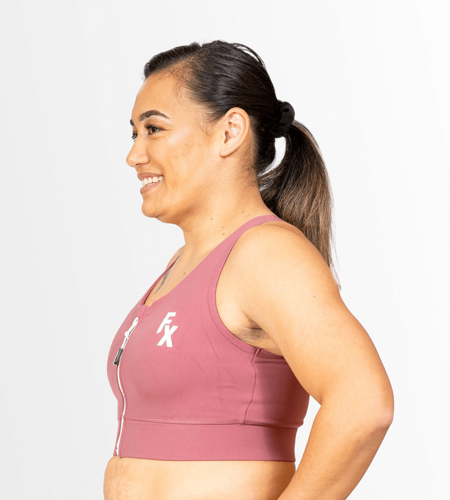 Blush Hi Impact Crop with Front Zipper