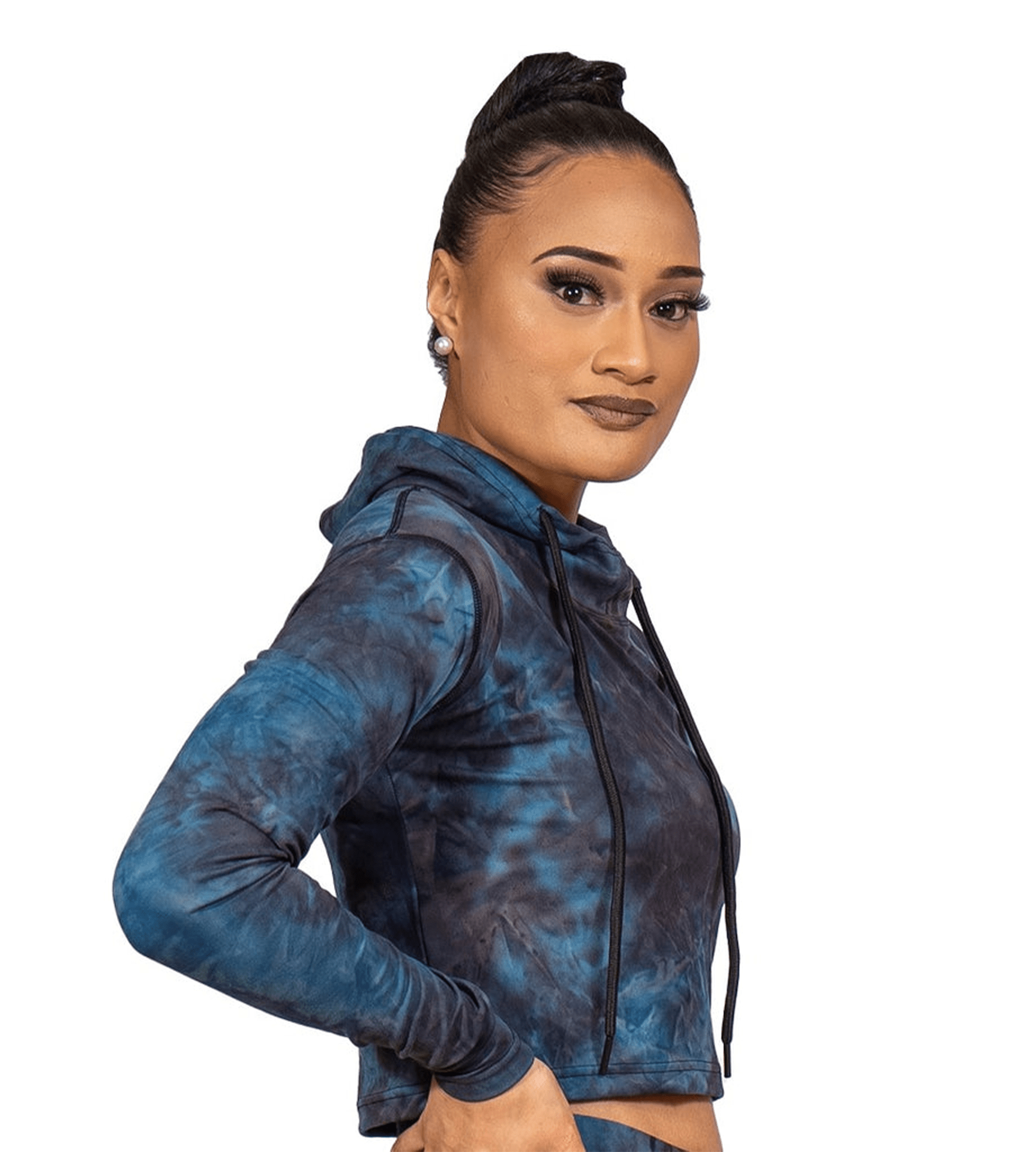 Blue Tie Dye Crop Hoodie with Thumb hole (Limted Edition)