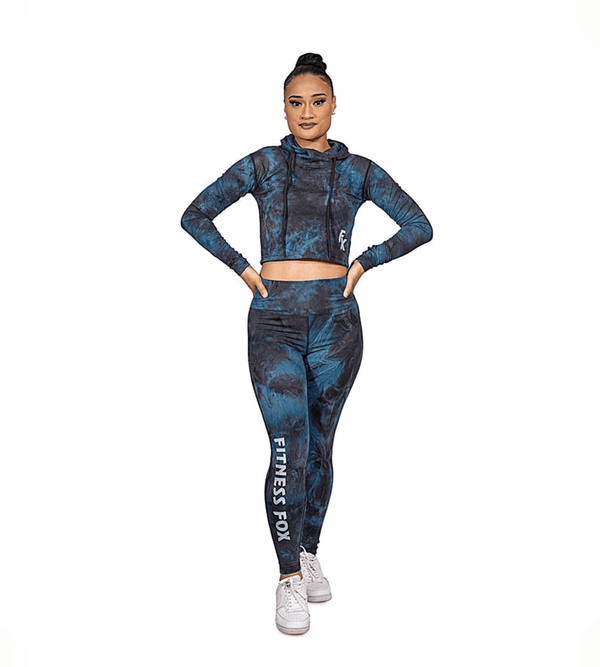 Blue Tie Dye Crop Hoodie with Thumb hole (Limted Edition)