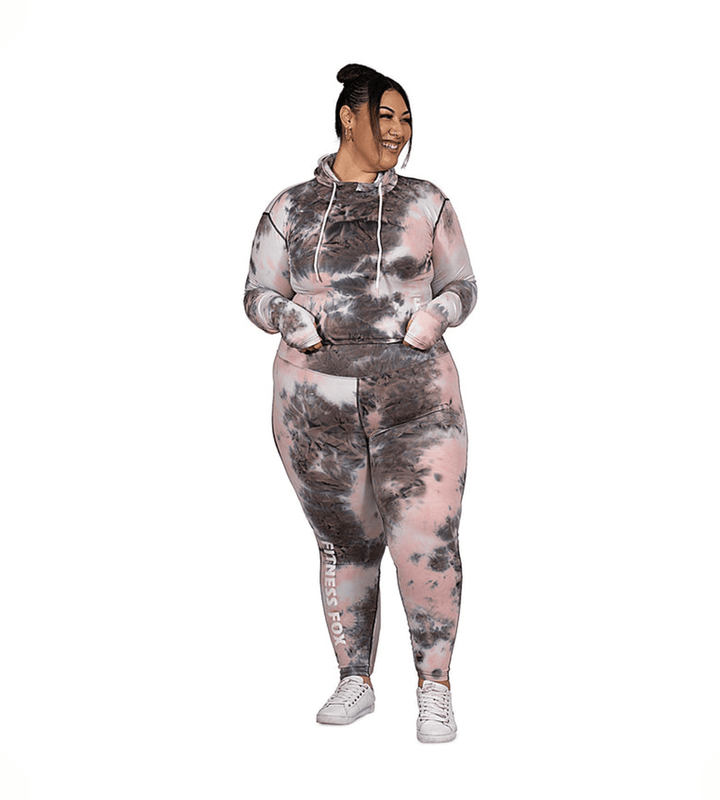 Pink Tie Dye Crop Hoodie with Thumb hole
