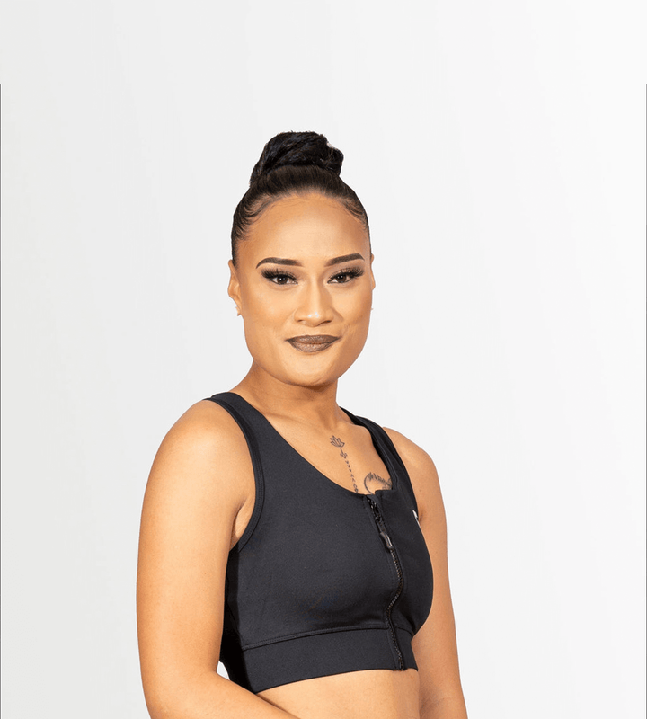 Black Hi Impact Crop with Front Zip