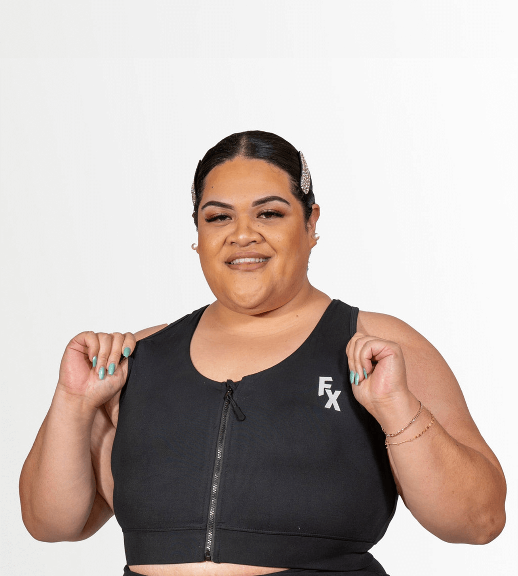 Black Hi Impact Crop with Front Zip