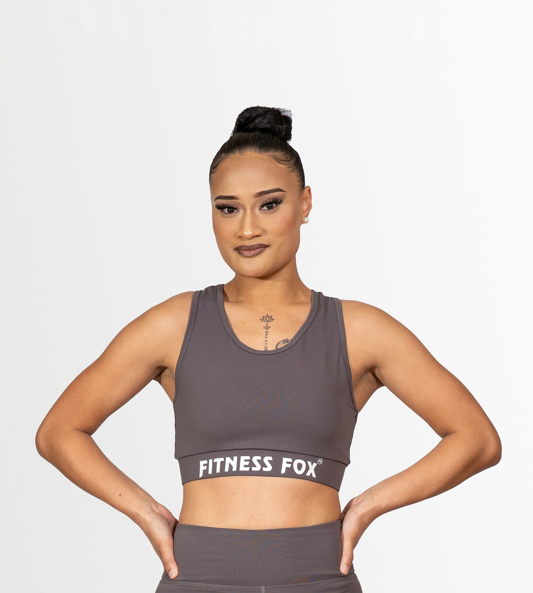Stone Grey Racerback Sports Bra