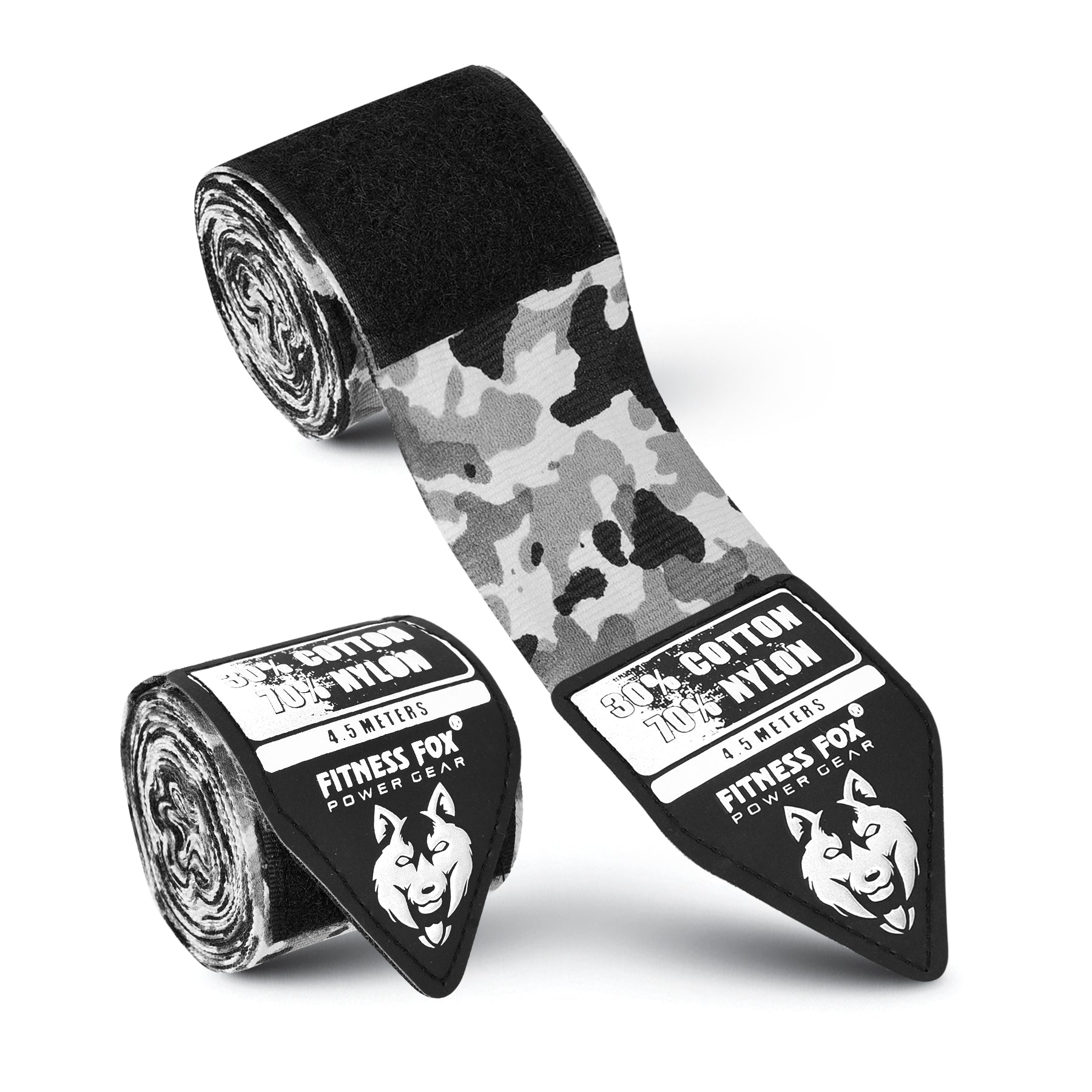 FITNESSFOX Boxing Hand Wraps (Grey- Camo)
