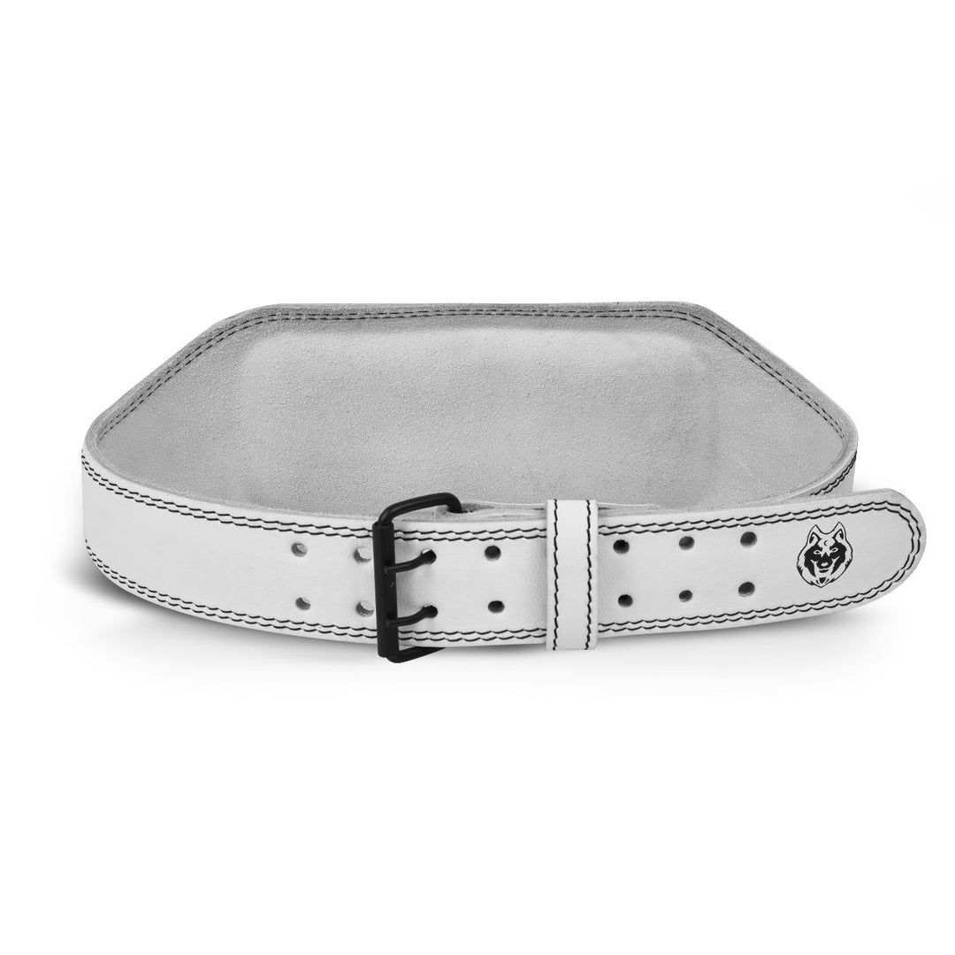 Weightlifting 6" Split Leather Belt (White)