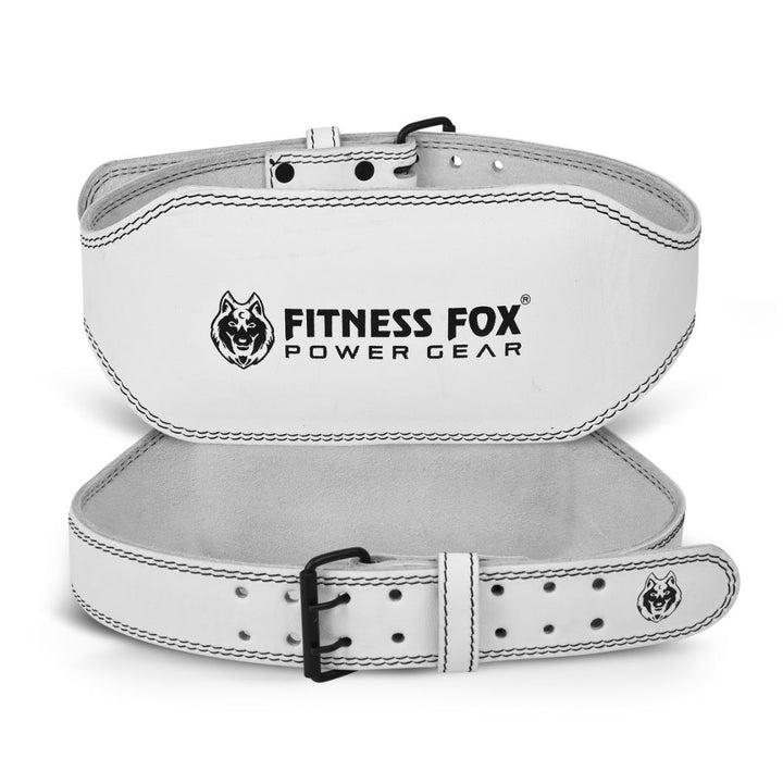Weightlifting 6" Split Leather Belt (White)