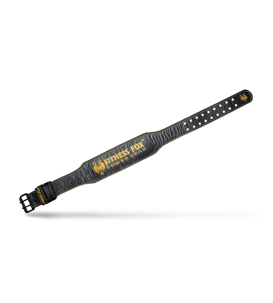 Fitness Fox 4" padded classic black leather lifting belt for powerlifting