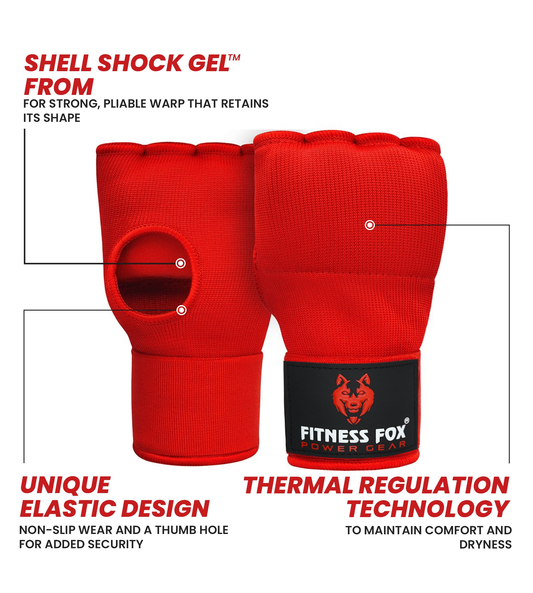 FITNESSFOX Quick Wraps For Boxer (Red)